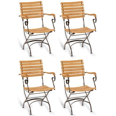 Sonnenpartner 4er-Set Klappsessel Oxford Teakholz und Eisen schwarz Gartenstuhl klap