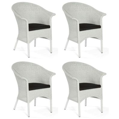 Sonnenpartner 4er-Set Garten-Sessel Cayman Aluminium mit Polyrattan white-washed Loo