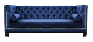 Chesterfield Dreisitzer Stoff Wohnzimmer Blau Design Couchen Polster Sofa Sofas
