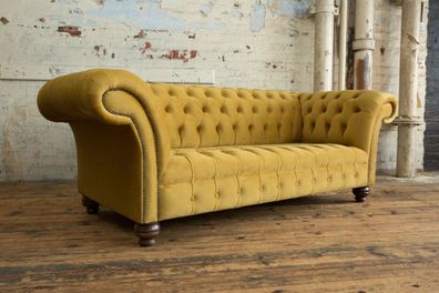 Designer Chesterfield Sofagarnitur Sofa Couch Polster Set in Samt 4tlg. Sitzer