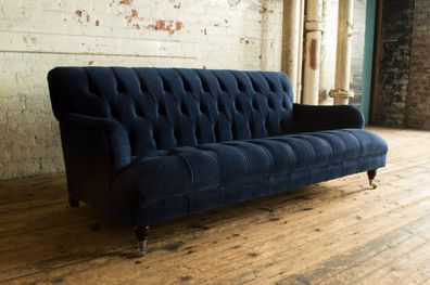 Design Blau Sofa 3 Sitzer Chesterfield Stoff Couch Sofa Polster Sofas Neu Luxus