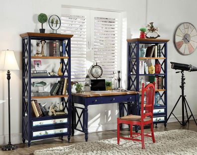 Schreibtisch 2tlg Set Tisch Schrank Arbeitszimmer Echte Holz Möbel Büro Esstisch