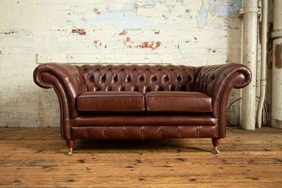 Chesterfield Sofa Zweisitzer Klassische Sofas Couch Ledersofa Couchen Stoff Neu