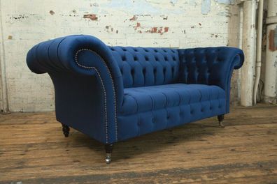 Klassische Chesterfield Couch Blau Polster Garnitur 2 Sitzer Sofas Sofa 185cm
