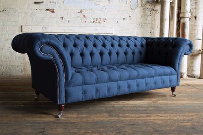 Chesterfield Couch xxl big sofa couchen samt leder textil polster sofas neu blau
