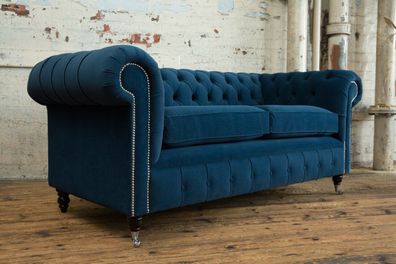 Blaue Chesterfield Stoffsofa Couch Couchen Sofa Sitz Sofas Textil Neu Polster