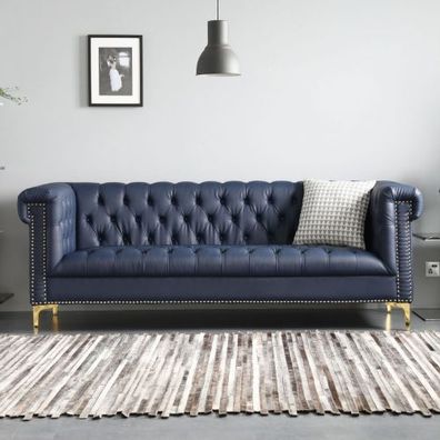 Englische Stil Möbel Chesterfield Drei Sitzer Couch Pink Turkis 3er Blau Sofa