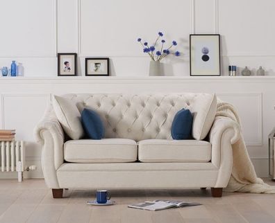 Chesterfield Sofa Couch Polster Stoff Leder Couchen Polster Garnitur 2 Sitzers