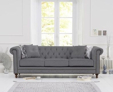 Chesterfield Sofa Couch Polster Stoff Leder Couchen Polster Garnitur 3 Sitzer