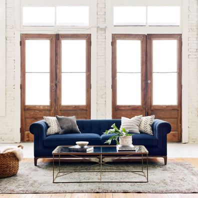 Chesterfield Sofa Couch Polster Stoff Leder Couchen Polster Garnitur 4 Sitzers