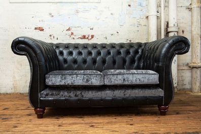 Chesterfield 2 Sitzer Klassische Luxus Barock Rokoko Couch Sofa Leder Couch Neu