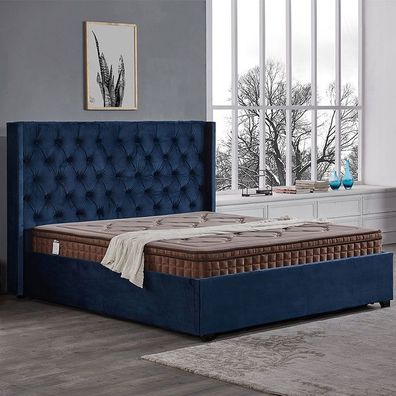 Royal Blau Schlafzimmer Bett Polster Betten Chesterfield Textil Stoff jvmoebel ®