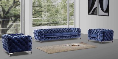 Italienische Sofa 2x Einsitzer Couch Set Polster Set Chesterfield Neu 1 + 1 Sitz