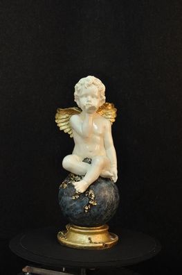 Engel auf Globus Figur Skulptur Skulpturen Design XXL Deko Dekoration P0634 75cm