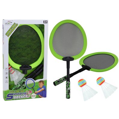 Set mit 2 Badmintonschlägern, 2 Badminton-Shuttles, grün