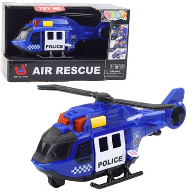 Polizeihubschrauber mit Kran, Lichtern und Geräuschen, blau