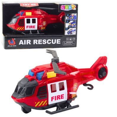 Feuerwehrhubschrauber mit Kran, Lichtern und Geräuschen, Rot