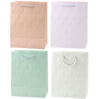 Edle Geschenktüte mit geprägten Herzen, 23 x 18 x 10,5 cm