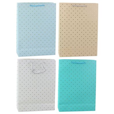 Klassische Geschenktüte mit goldenen Punkten, 41 x 30 x 12 cm