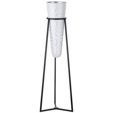 Gilde Bodenvase, Kegel, "Future", Glas, Metall, weiß, VE 1, H. 82 cm, D. 15 cm