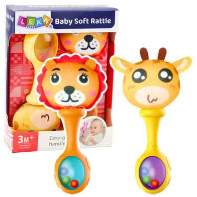 Rasselset mit weichen Ballmustern Giraffe Löwe 2St