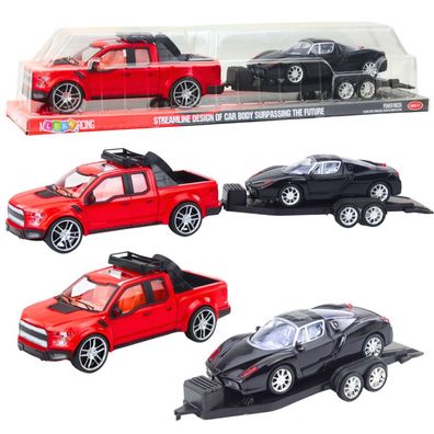 Set Geländewagen Rot Abschleppwagen Schwarz Sportwagen 59cm