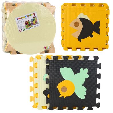 Weiche Puzzle-Lernmatte EVA-Schaumstoff Tiere Braun 16-tlg