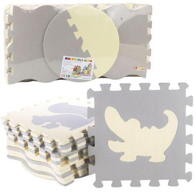 Weiche Puzzle-Lernmatte Laufstall EVA-Schaum Beige Grau 25 Stk