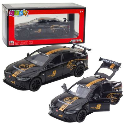 Sportwagen Metall Pullback Antrieb Lichter Geräusche Schwarz 1:32