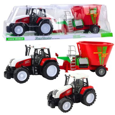 Landwirtschaftlicher Ackerschlepper mit Anhänger-Futtermischer rot 60cm