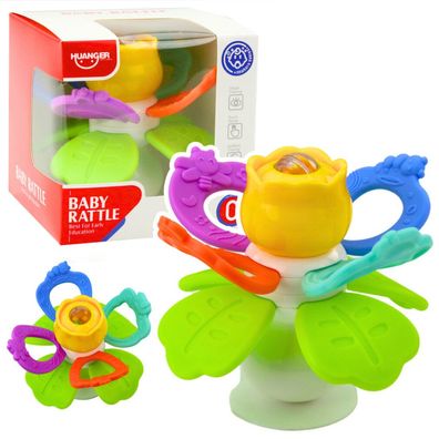 Sensorisches Spielzeug Blume rotierend mit Beißringen und Saugnapf
