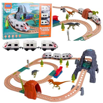 Elektrische Eisenbahn-Set "Dinosaurierpark" mit Licht und Sound, 76 cm