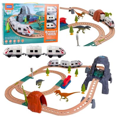 Elektrische Eisenbahn-Set "Dinosaurierpark" mit Licht und Sound, 76 cm