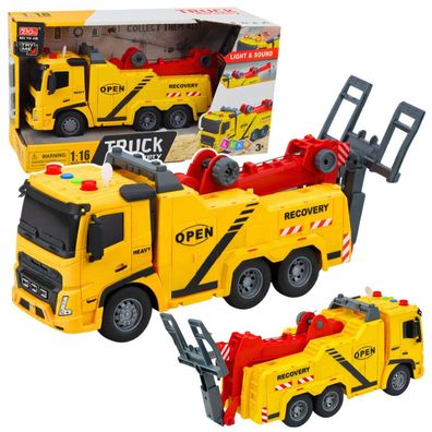 Abschleppwagen, Pannenhilfe, Hakenplattform, Lichter, Geräusche 1:16