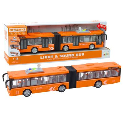 Gelenk-Stadtbus 1:16, Fahrlicht, Geräusche, Fahrgeräusch, Orange