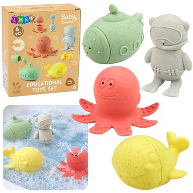 Pädagogisches Badespielzeug, sensorische Gummifiguren, Pastellfarben, 4 Stück