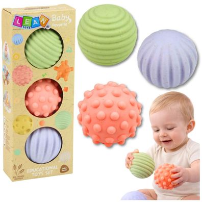 Set sensorischer Bälle für Babys, Pastellfarben, 3 Stück, 6 cm