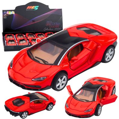 Sportwagen, Metalltüren zum Öffnen, Lichter, Geräusche, Rot, 1:32