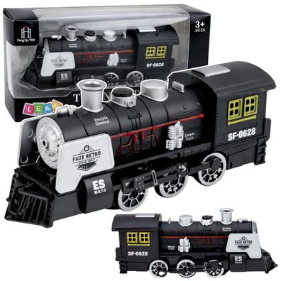 Klassische Lokomotive mit Hindernissensor, Rauchlichtern und Geräuschen (schwarz)