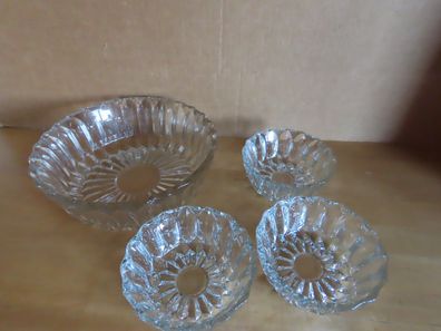 Schüssel-Set Glas 3 Dessertschalen + 1 größere Schüssel Glas