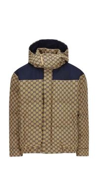 Gucci Logo Print Jacke Herren Beige Blau Designer Jacke