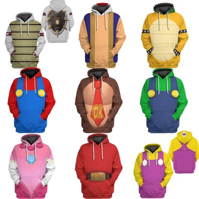 Movie The Super Mario Bros Peach Luigi 3D Hoodies Sweatshirts Mantel Kostume