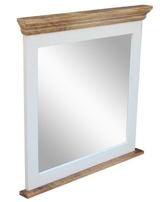 Garderobenspiegel 80x80cm 'Nizza' Mango weiß natur