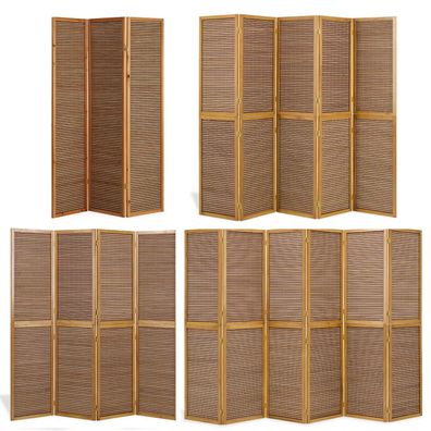 Paravent Raumteiler 3 4 5 oder 6 teilig Holz Bambus Trennwand Sichtschutz Braun