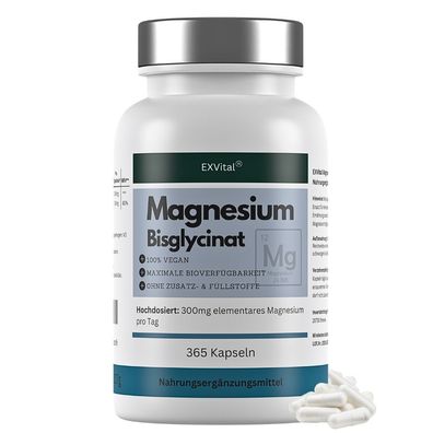 EXVital® Magnesiumbisglycinat, hochdosiert 1365mg pro Tag, vegan