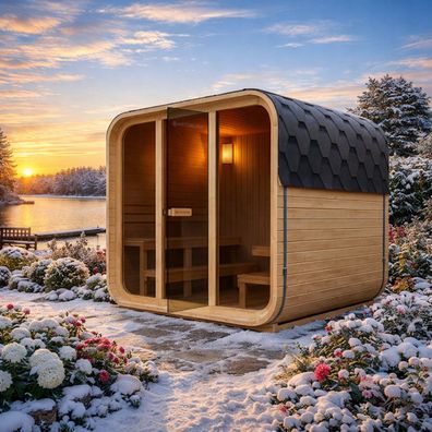 Outdoor Cubesauna Gartensauna Außensauna Saunakabine Komplett SET Sauna Ofen 6 Person
