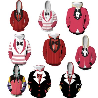 Hazbin Hotel 3D Hoodies Cosplay Charlie Vaggie Sweatshirt Angel Dust Jacket Mantel