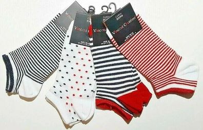Neu 4 paar Damen Socken Söckchen Sneaker Freizeitsocken Gr.39/42 Marine Design