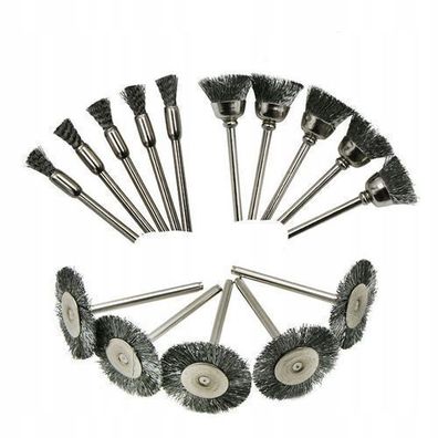 Rosfix Set Drahtbürsten für Bohrmaschine – 15-tlg. | 6–25 mm Durchmesser