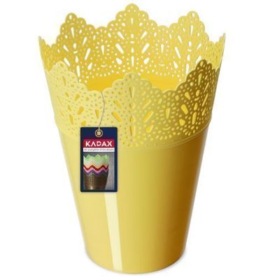 KADAX Spitzen-Blumentopf aus Kunststoff, 12 cm, Hoch, Gelb